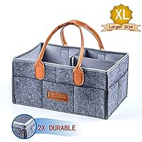 Baby Diaper Caddy, Nursery Diaper Tote Bag, Large Portable Car Travel Organizer, Boy Girl Diaper Storage Bin for Changing Table, Baby Shower Gift Basket, Newborn Registry Must Haves (Dark Gray)