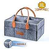 Baby Diaper Caddy, Nursery Diaper Tote Bag, Large Portable Car Travel Organizer, Boy Girl Diaper Storage Bin for Changing Table, Baby Shower Gift Basket, Newborn Registry Must Haves, 15