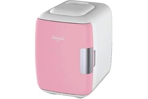 Cooluli Mini Fridge for Bedroom - Car, Office Desk & Dorm Room - Portable 4L/6 Can Electric Plug In Cooler & Warmer for Food, Drinks, Skincare Beauty & Makeup - 12v AC/DC & Exclusive USB Option, Pink