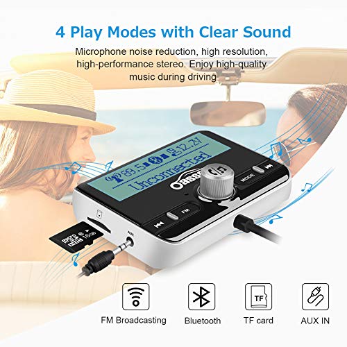 Oasser 2.4inch FM Transmitter for Car Bluetooth Audio Transmitters Receiver Aux Hands Free Calling Car Kit with MP3 Player QC3.0 Dual USB Ports Car Charger 5V/1A 2.4A TR3 - Thumbnail 7