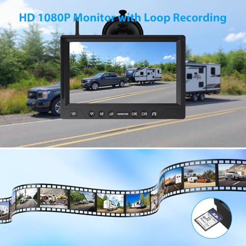 4 Wireless Solar Magnetic Reversing Cameras 9 Inch 1080P HD Monitor, 9600 mAh Battery, 1 Minute Installation, IP69K Waterproof, for Trailers, Motorhomes and Trucks | 9600mAh Akku, 1 Min Installation, IP69K Wasserdicht Rückfahrkamera Funk für Anhänger, Wohnmobile und LKWs