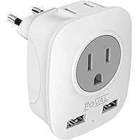European Plug Adapter, FOVAL International Travel Power Adaptor with 2 USB, 4 in 1 US to Europe Travel Plug Adapter for…