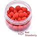 30pcs/Box 12mm Smell Carp Fishing Bait Boilies Eggs / 4 Flavors Floating Ball Beads Feeder Artificial Carp Baits Lure/ Hair Rig (Red-Strawberry)
