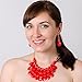 JANE STONE Fashion Floating Bubble Necklace Teardrop Bib Collar Statement Jewelry for Women (Red)
