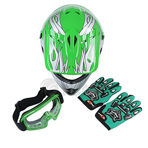 TCMT DOT Green Flame Dirt Bike ATV Motocross Offroad Motorcycle Youth