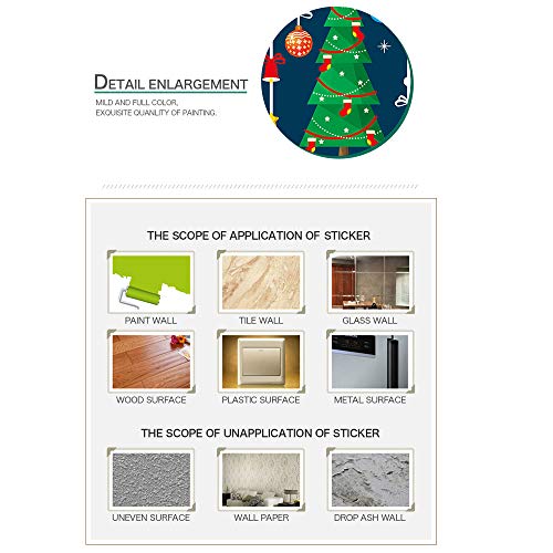 ONDY Christmas Tree Window Glass Decals Stickers 2020 New Holiday Merry Christmas Removable Dress Up DIY Wall Stickers Door Decals for Living Room Bedroom Shop Window