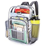 DEARFUN Clear Backpack Eco friendly Student Book Bag Transparent School Daypack for Teenager Girls Boys, Medium Size Stadium Approved