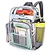 DEARFUN Clear Backpack Eco friendly Student Book Bag Transparent School Daypack for Teenager Girls Boys, Medium Size Stadium Approved