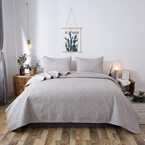 ONESHINE Quilt Bedding Set - All-Season Soft Microfiber Bedspread & Coverlet, Light Weight Hypoallergenic Bedspreads Queen Clearance - Pre Washed - Simple Design （Queen + 2 Sham, Silver Green）
