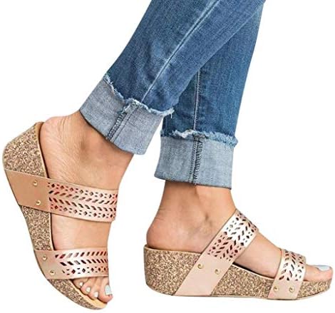 Women Sandals Burning Flower - POHOK Women Summer Fashion High Heel Retro Peep Toe Slipper Hollow Carved Slipper
