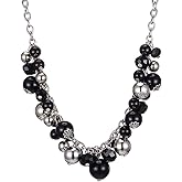 Chunky Beaded Statement Necklace for Women Boho Silver Pendant Collar Necklace Costume Jewelry Birthday Gifts for Her