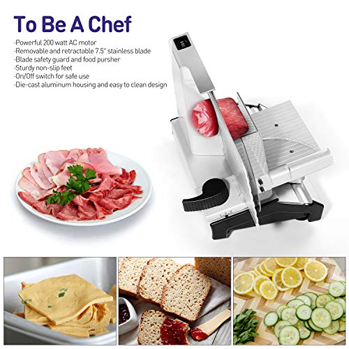 CUSIMAX Meat Slicer, Electric Deli Food Slicer with 7.5” Removable