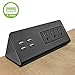 Electriduct Edge Mount Nightstand Charger 6 Amp 1 USB-C Charging Port + 3 USB-A Charging Ports, 3 AC Power Strip Outlets Clamp Desk Power Center - Black
