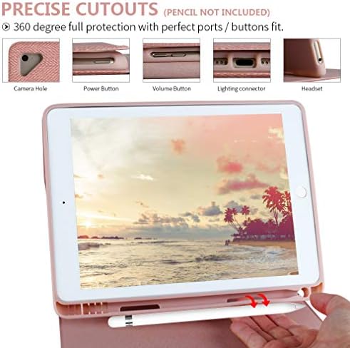 Coque avec clavier pour iPad 9.7 pour iPad 6e génération 2018 iPad 5e génération 2017 iPad Pro 9.7 iPad Air 2 Air 1 avec clavier Bluetooth amovible sans fil coque pour iPad-Porte-stylos (Champagne)