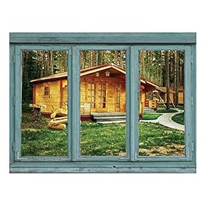 Cabins in a Rustic Campground - Forest Getaway - Wall Mural, Removable Sticker, Home Decor - 24x32 inches