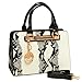 MG Collection EVA White Faux Python Skin Embossed PU Patent Leather Tote Handbag