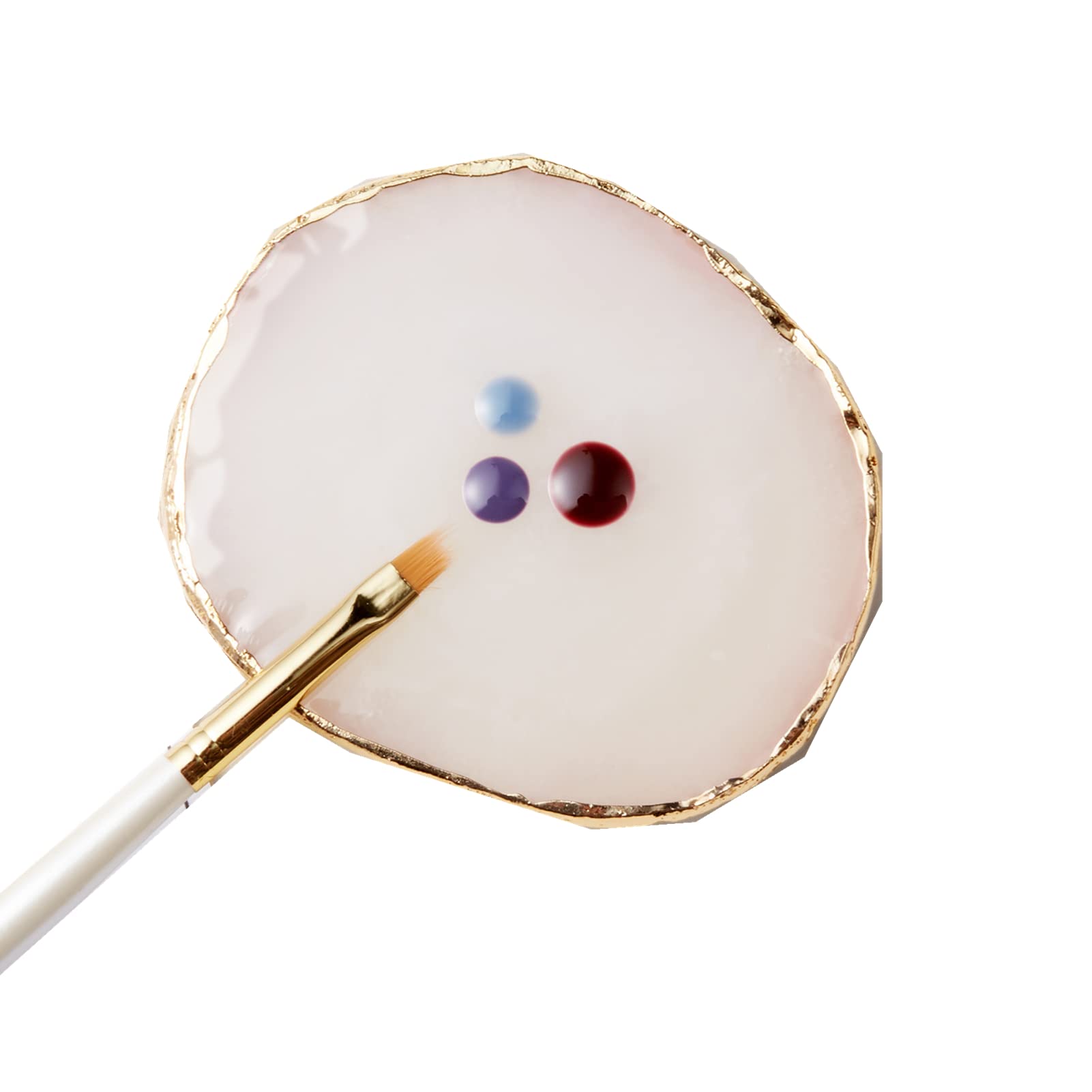 Nail Art Palette, Resin Nail Polish Mixing Tray for Manicure DIY Nail Design, Golden Edge Nail Art Paint Color Mixing Dish, Nail Art Supplies for Acrylic UV Gel Polish Application (01)