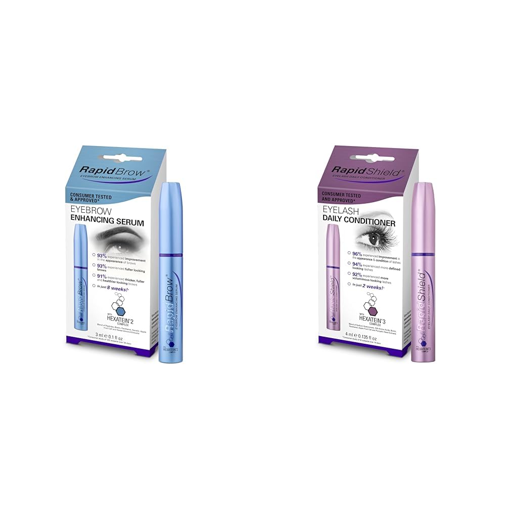 RapidBrow Duo Bundle Eyebrow Enhancing Serum, Hexatein 2 Complex, 3 ml (Pack of 2)