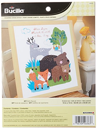 Bucilla counted cross stitch birth record kit, 10 by 13…