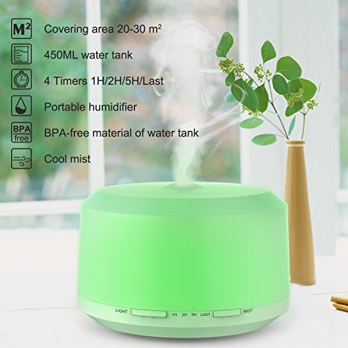 Neloodony Essential Oil Diffuser, 450ml Aromatherapy Diffusers for