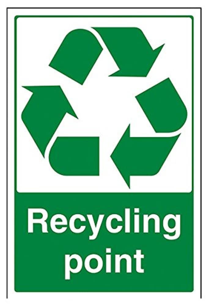 V Safety Recycling Point Sign - 200mm x 300mm - 1mm Rigid Plastic — image 1