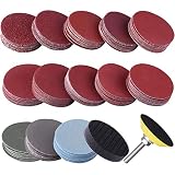 SIQUK 130 Pcs 2 inch Sanding Discs Pad with 1pc 1/4 inch Shank Backing Pad and 1pc Soft Foam Buffering Pad for Drill Grinder (10pcs Each Grit 60 80 120 180 240 400 600 800 1000 1200 1500 2000 3000)
