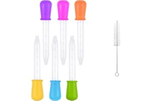 vaoruteng 6 Pack Liquid Droppers Silicone 5ml Clear Liquid Medicine Eye Dropper with Bulb Tip for Kids Candy Mold (6)