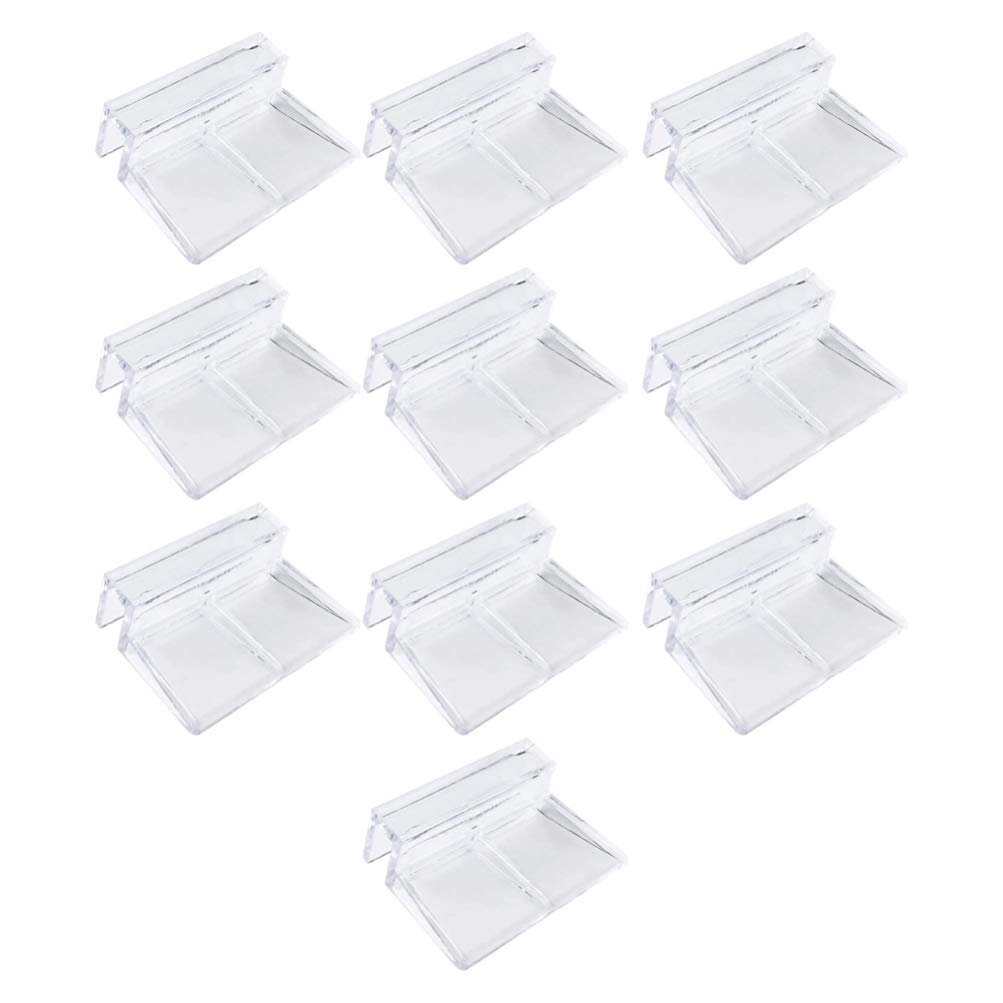 POPETPOP Retainer Holder 10pcs Fish Tank Cover Clip Acrylic Aquarium Cover Clip Support Holder 10MM Universal Lid Clips for Rimless Aquariums (Transparent Color) Shelving Brackets