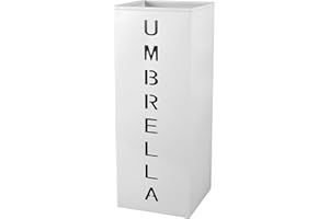 Abizarch Metal Umbrella Stand Holder, 16.5x6.3x6.3inch Square Free Standing Umbrella Rack Decorative Umbrella Holder Bin Multipurpose Walking Sticks Holder for Umbrella Cane Entryway (White)