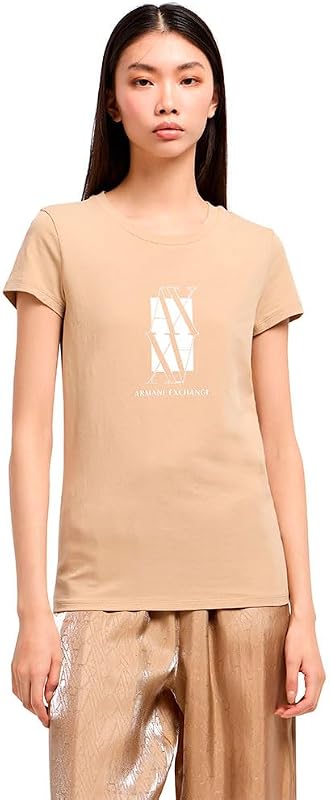 Maglietta da Donna Arte Sella, Foil Monogram Logo, Legno/Grano, XL