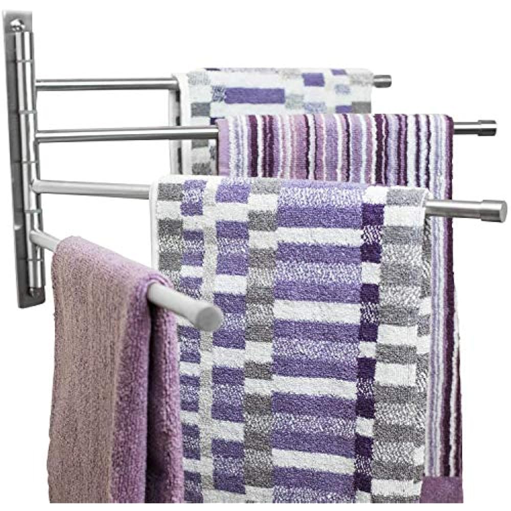 Swivel Towel Rack Stainless Steel Swing Out Bar Space Saving Swinging