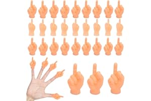 FNQIANK 30 PCS Tiny Middle Finger Puppet, Miniature Small Hands, Mini Finger Hands Funny Hand Puppet for Game, Fun and Realistic Design Party Favors for Adults Kids