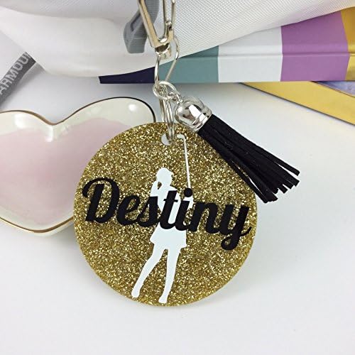 GemLights GiftsGolf Girl Glitter Bag Tag, Personalized, Monogrammed with Your Name and Your Colors