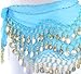 VISKEY Belly Dance Hip Skirt Scarf Wrap Belt Costume with Rows Gold Coins (Blue)