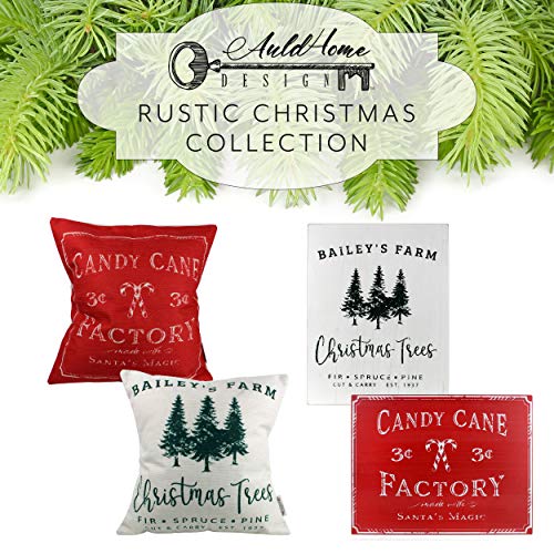 AuldHome Christmas Throw Pillow Covers (Set of 2); Christmas Tree