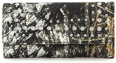 Mossy Oak Camo Camouflage Rhinestone Black Western Wallet