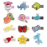 Shemay 12pcs Embroidered Hair Clips Barrettes with Designs for Baby Girls Toddlers Kids Barrettes