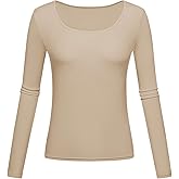 Long Sleeve Shirts for Women Scoop Neck Baselayer Casual Tops
