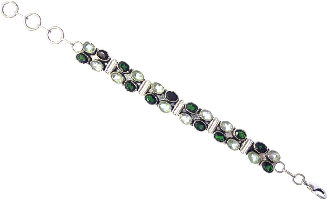Green Mint Tourmaline Gemstone Handmade Fashion 925 Silver Plated Bracelet for Women Beautiful Designer Adjustable Bracelet for Various Occasions by Artisan