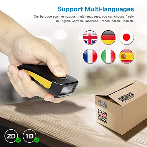 NETUM QR Code Scanner, Mini Barcode Scanner Bluetooth Compatible, Small Portable USB 1D 2D Bar Code Scanner for Inventory, 2.4G Cordless Image Reader for Tablet iPhone iPad Android iOS PC POS - C750