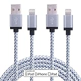 Sundix 2 Pack 6FT Tangle Free Long Nylon Braided Lightning Cable 8 Pin USB Charging Cord with Aluminum Connector for iPhone 6/6s/6 plus/6s plus, 5c/5s/5, iPad Air/Mini,iPod Nano/Touch,iPhone SE(white)