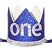 Maticr Glitter Baby Boy First Birthday Crown Number 1 Headband Little Prince Princess Cake Smash Photo Prop (Royal & Silver One)