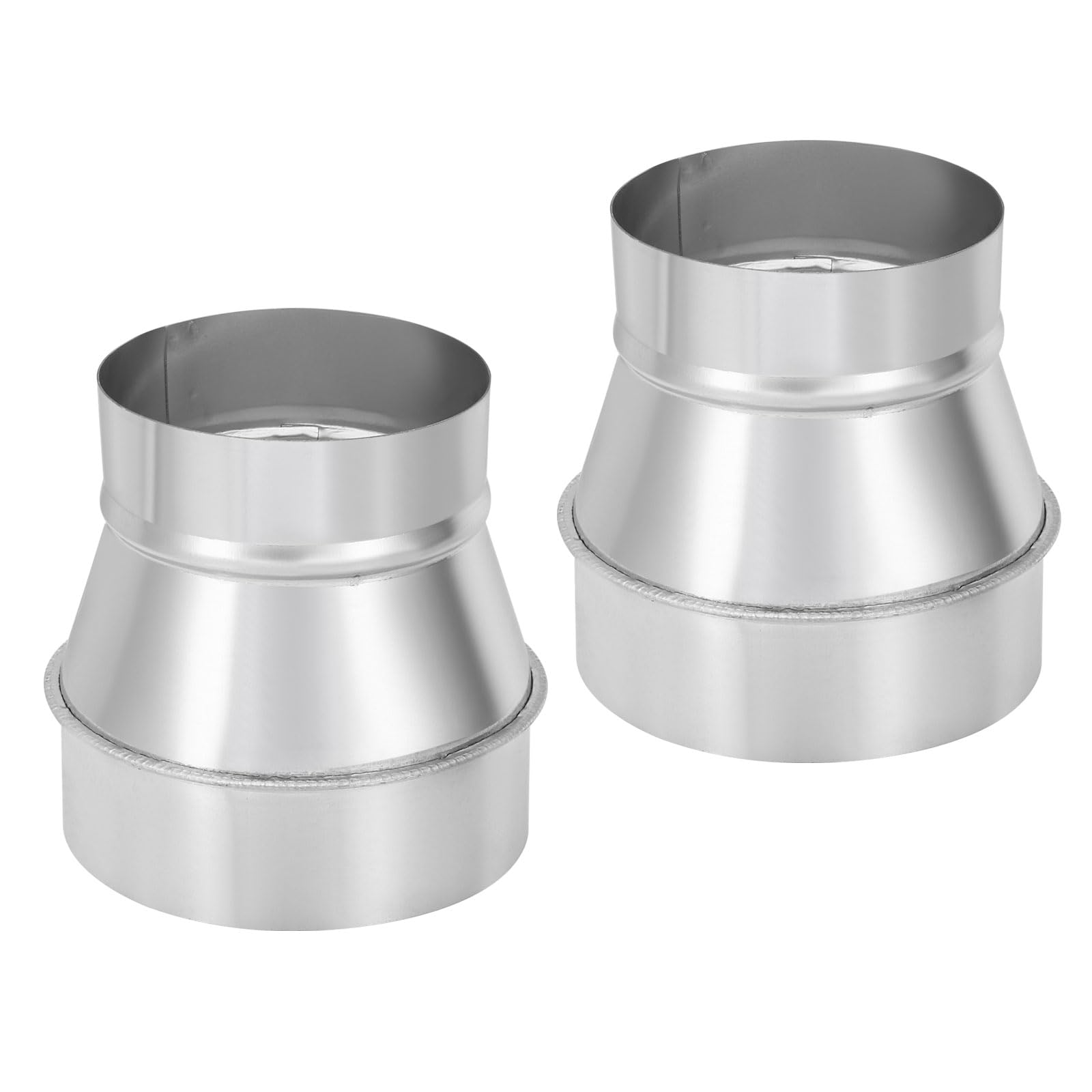 PATIKIL 5 Inch to 4 Inch Round Duct Reducer Increaser Connector, 2 Pcs Galvanized Steel Air Duct Adapter Pipe Fitting for Bathroom Kitchen Inline Ventilation Systems, Silver Tone