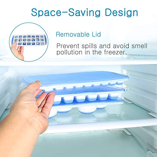 Meowtutu Eiswürfelform, 3 Stück Silikon Eiswuerfel Form Eiswuerfelbehaelter Mit Deckel, 5 cm Große Eiskugeln Runde Eiskugelformer, BPA Frei und stapelbar Langlebig