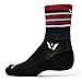 Swiftwick - Aspire Four, Quarter Crew Socks for Cycling and Trail Running, Stripe Black/Red/Gray, Medium