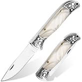LGASISN Folding Pocket Knife, Stainless Steel Blade, Pearl patterned handle | Tactical Pocket Knife for Women &amp; Men, 17cm Overall Length Compact, Everyday Carry Small EDC for Daily Use, Camping, Hiking
