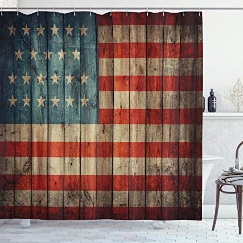 Ambesonne USA Shower Curtain, Fourth of July Independence Day Painted