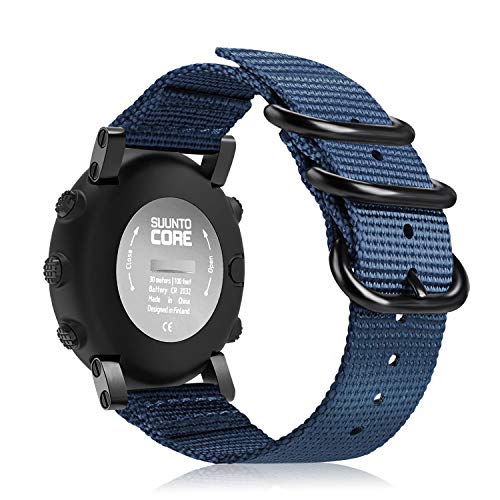 FINTIE Watch Band Compatible with Suunto Core, Premium Woven Nylon Replacement Sport Strap with Metal Buckle Compatible with Suunto Core Smart Watch (Navy)