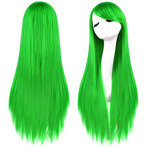 Rbenxia 32'' Women's Cosplay Wig Hair Wig Long Straight Costume Party Full Wigs Grass Green