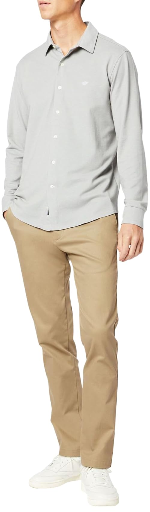 Dockers Men's Slim Fit Signature Lux Cotton Stretch Pants, New British Khaki, 32W x 34L